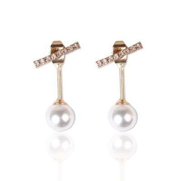 

серебряная игла япония и южная корея форма малые серьги женщины pearl серьги простой морозный темперамент конструктор корабля оптовая, Golden;silver