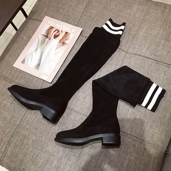 

zapatos mujer сапоги зимние ботинки женщин sexy ladies long barrel обувь round head pure каблука u15-14 цвет над коленом-high med, Black