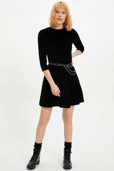 

defacto женщина трикотажное платье-m1215az19wn, Black;gray
