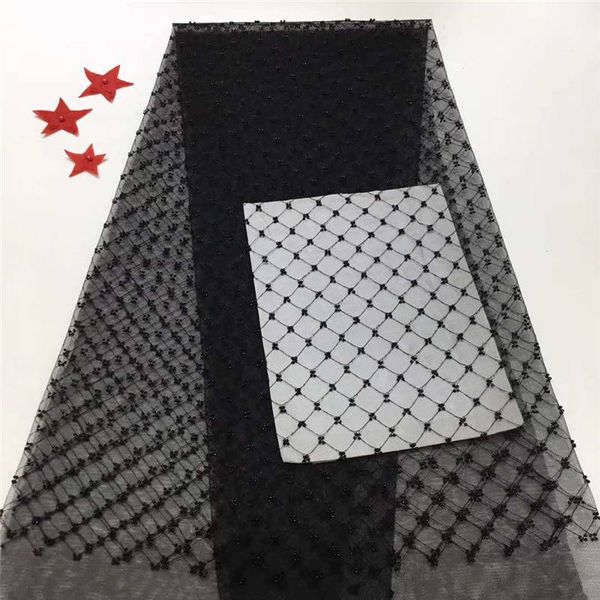 

2020 new designs african lace fabric lace material french embroidered tulle lace fabric with sequins ni1996-1, Black;white