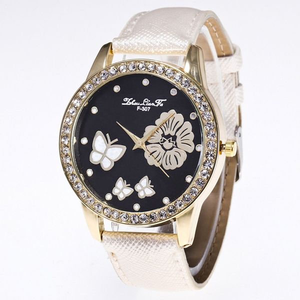 

high-quality brand new beneficial pu leather unique lovers wrist trendy stainless steel strap quartz watch, Slivery;brown
