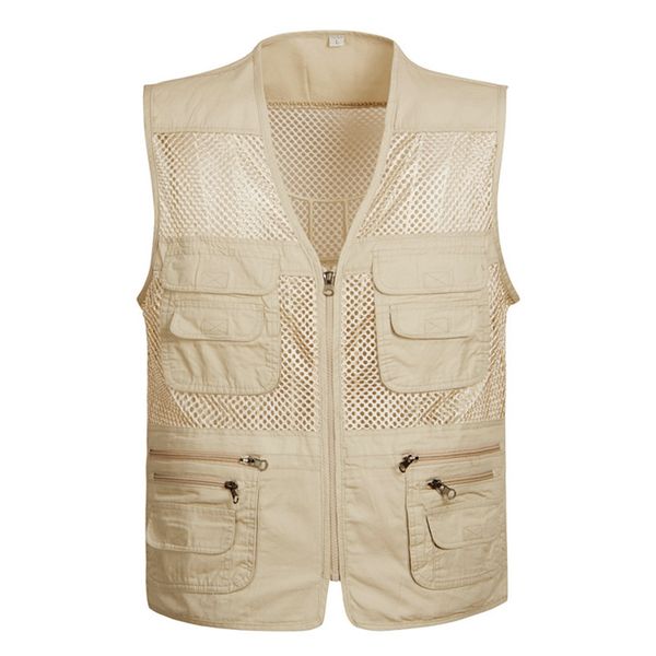 

2019 new summer travel mesh vest size l xl xxl 3xl 4xl camera pocket vest wedding summer, White;black