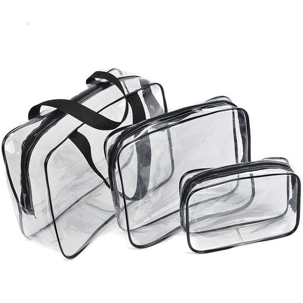 

3pcs/set women travel transparent waterproof toiletry wash bathing supplies storage bag makeup cosmetic bag pvc pouch beautician