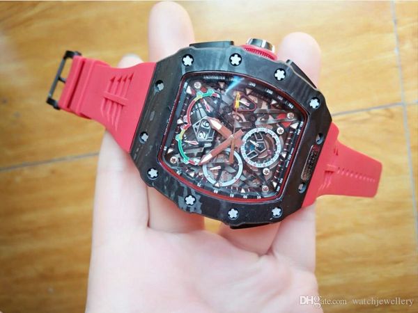 

new style red color rubber strap mens watches automatic mechanical watch mens movement wristwatcheswatches, Slivery;brown