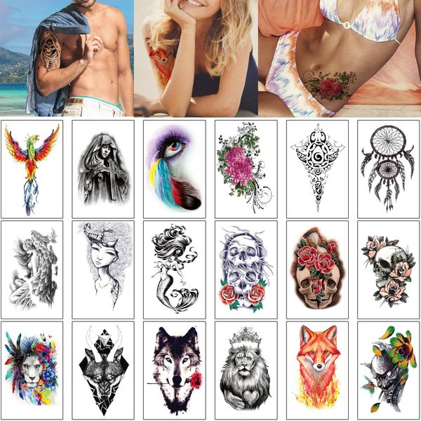 

12x19cm MX Половина цветов Arm Временные татуировки Body Art наклейки красота женщина Анге