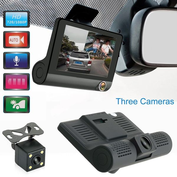 

4.0 inch hd night vision 1080p 170 degree wide angle front and rear video reversing car recorder dash cam dual lens car dvr