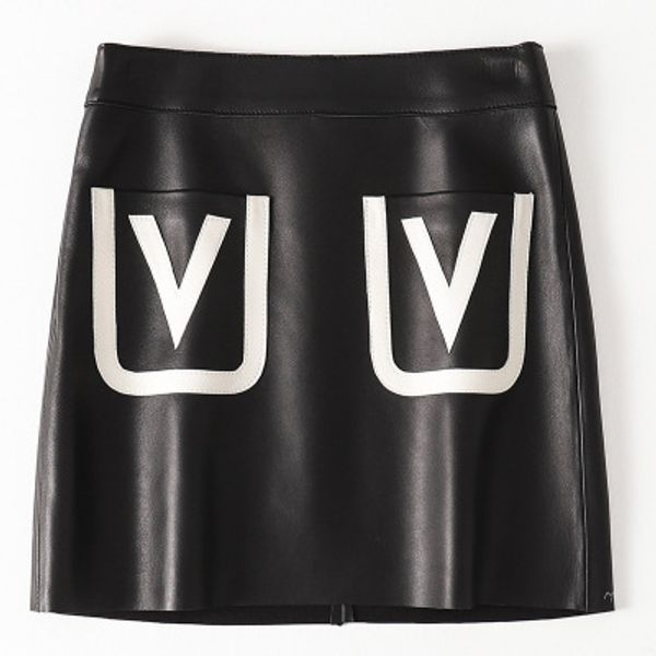 

2019 new fashion genuine sheep leather skirt h43, Black