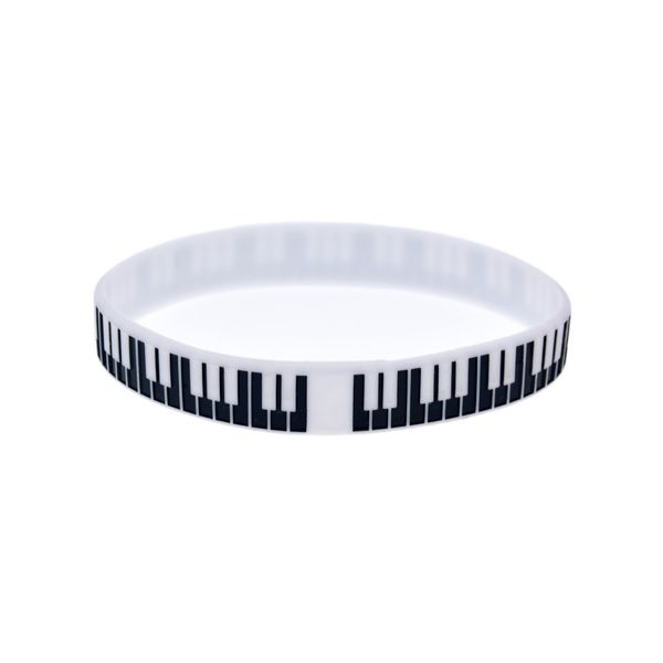 

100pcs piano key silicone rubber bracelet great to used in any benefits gift for music fans, Black