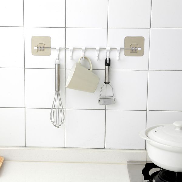 

strong paste door back hooks bathroom kitchen sticky punch hooks utensils rack holder hanging rod storage organizer