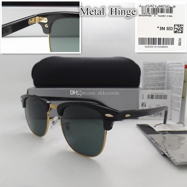 

glass lens 51mm brand designer fashion men women plank frame coating sunglasses sport vintage sun glasses with box, White;black