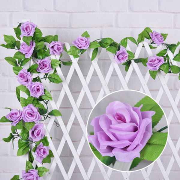

hanging wall artificial fake rose flowers rattan garden outdoor ornament supply