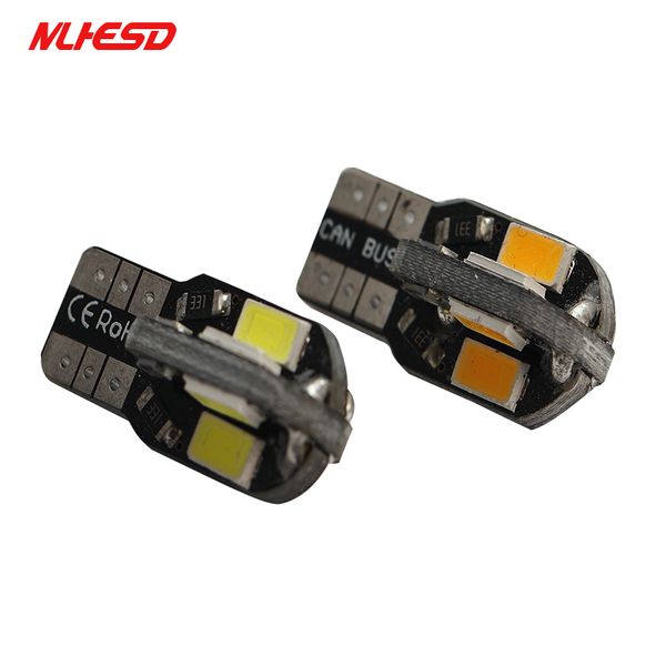 

10pcs t10 8smd 5630 led car light canbus no obc error auto wedge lamp 2825 w5w 8 smd 5730 led parking bulb 12v blue