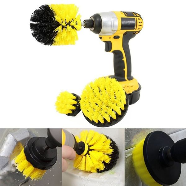 

power scrub brush drill cleaning brush three-piece suit for bathroom shower tile grout cordless power scrubber drill attachment brush