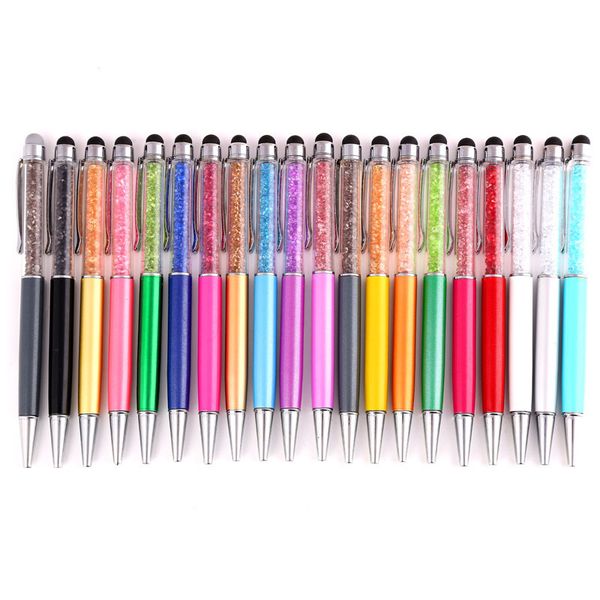 

glitter ballpoint pen student bling bling writing pens colorful crystal ball pens black ink touch pens for school office supplies, Blue;orange