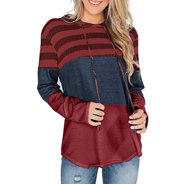 

women hoodies loose pullover long sleeve contrast color stripes spring autumn sweatshirt zj55, White;black