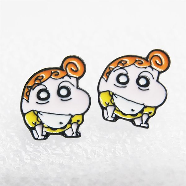 

crayon shin-chan girl anime cartoon earring animal stud earrings for women girls kids jewelry new gifts, Golden;silver
