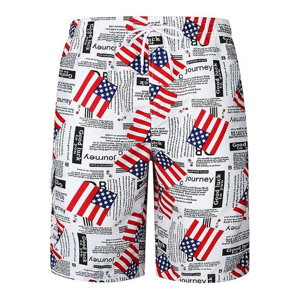 

fashion men usa american flag newspaper style surf board beach shorts swim wear sports trunks pants m-2xl