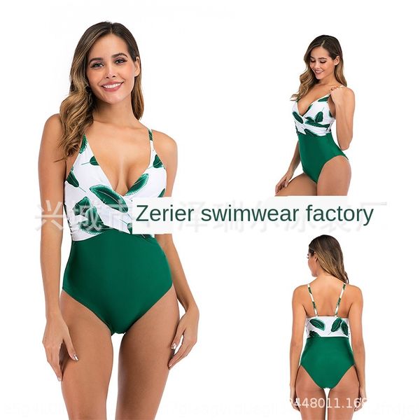 

2020 siamese leaf print 2020 siamese bikini leaf print bikini, White;black