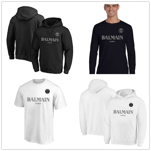 

2019 New B almain Mens Designer T-Shirts Black White Pairs Hoodies PSG Long Sleeve Brand Clothing Fans Tops Tees Short shirts printed Logos