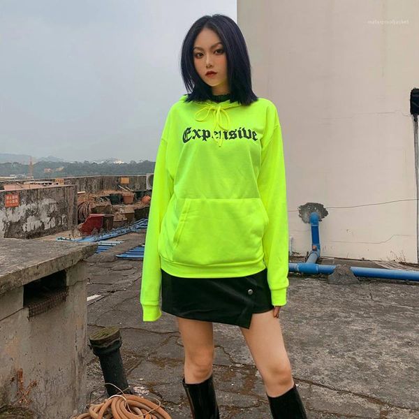

girls fluorescent green pullover women hoodies letter print womens designer hoodies fashion cool, Black