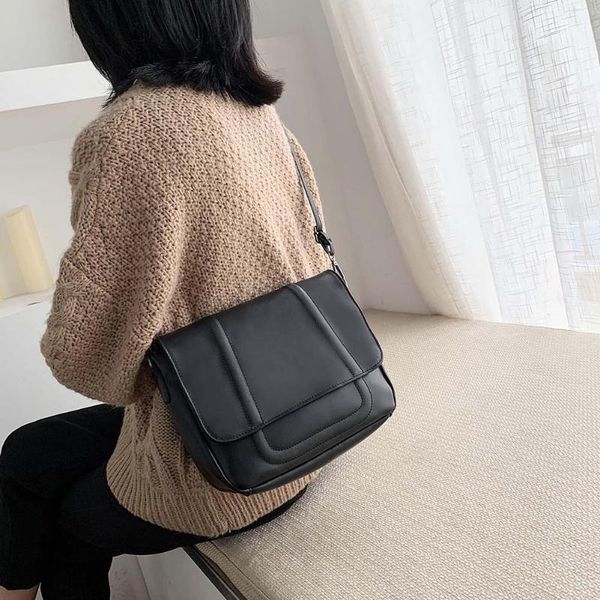 

korean solid crossbody bags women pu leather messenger shoulder metal buckle casual bag girls multicolor handbags