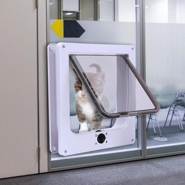 

4 way lockable puppy kitten abs plastic security gate cat dog flap door