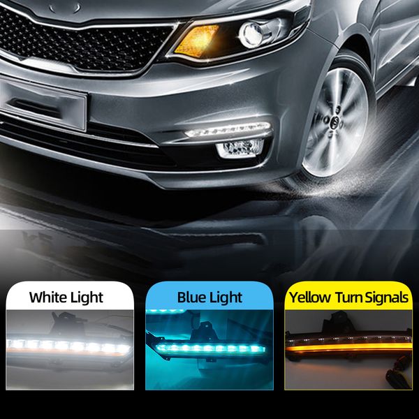 

2pcs car styling for kia rio k2 2015 2016 led drl daytime running lights daylight fog light waterproof with turn signals