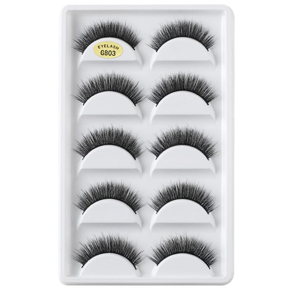 

5pairs/set natural long 3d mink hair wispy style false eyelashes thick cilia full strip eye lashes makeup extension tools
