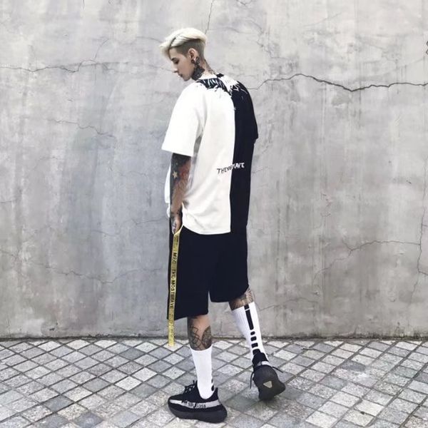 

couple clothing mens summer designer tshirts bat print crew neck short sleeve homme tees fashion style casual apparel, White;black