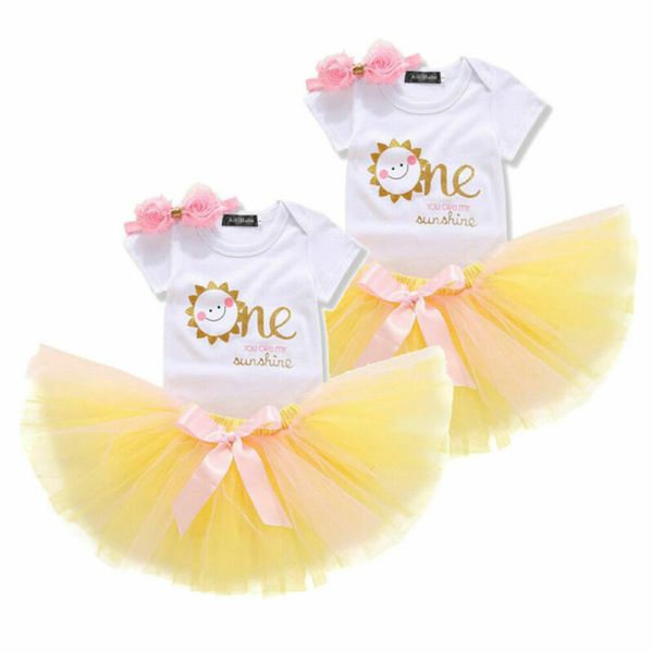 

infant baby girls romper +tulle tutu dress outfits clothes 3pcs baby costume, Red;yellow