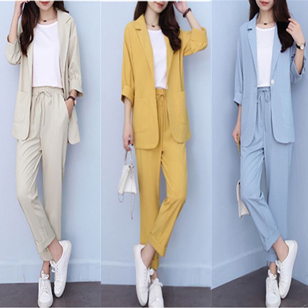 

blazer women's summer thin section 2020 loose casual suit suit women womens suits set 2 pieces, White;black