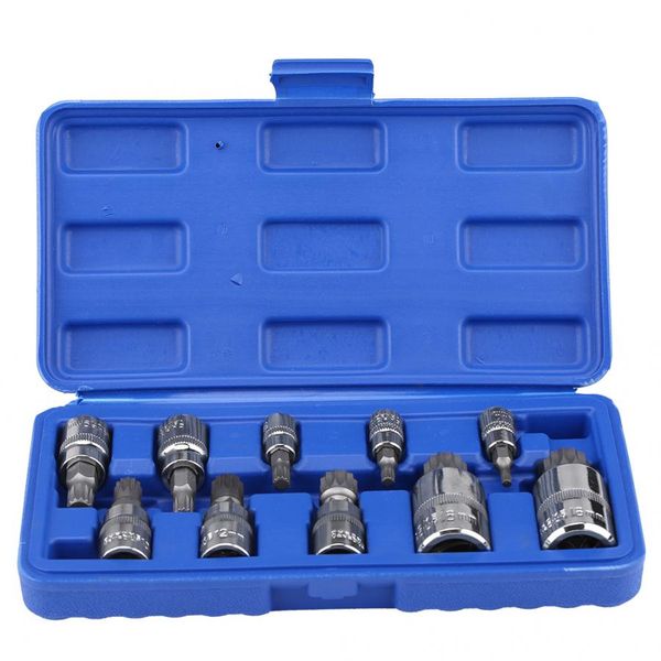 

oversea 10pcs 12 point triple square splined bit socket set m4-m18 1/4" 3/8" 1/2" drive repair tool kit