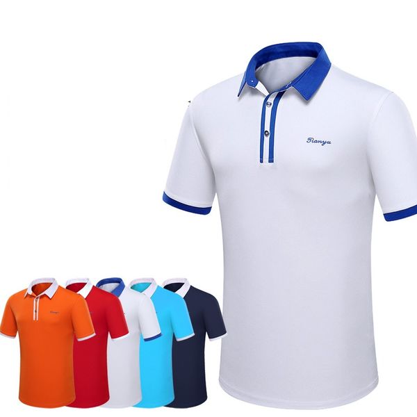 

golf shirts men short sleeve shirt breathable turn-down collar sportswear man quick-drying outdoor d0659, Black;blue