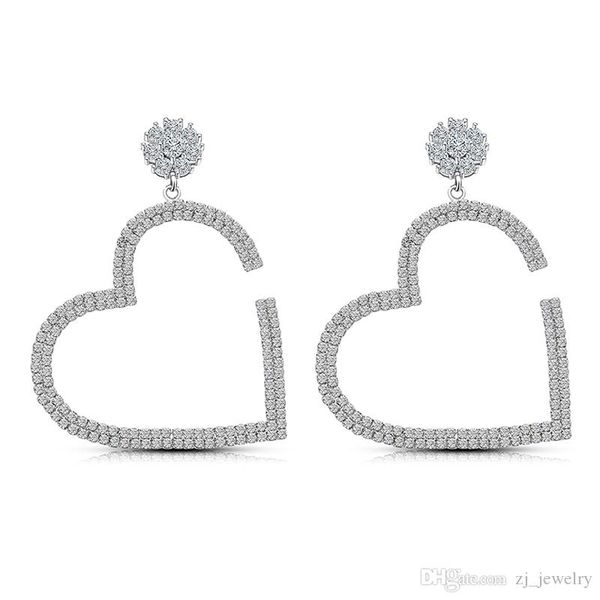 

the new fashion personality exaggerated tide female earrings love big heart empty earrings copper jewelry drop earrings, Golden;silver