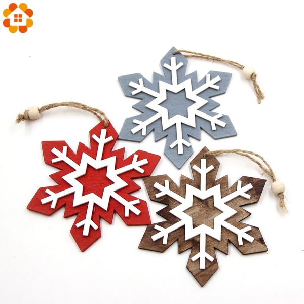 

1pc diy snowflake/tree/bell christmas wooden pendants ornaments for christmas party xmas tree hanging kids gifts decorations