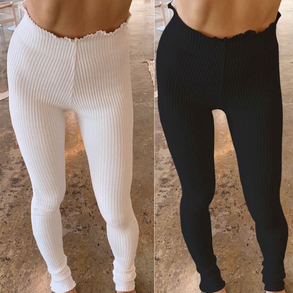 

winter autumn knit leggings women's long leggings warm winter thick solid colors casual sport long pant, Black
