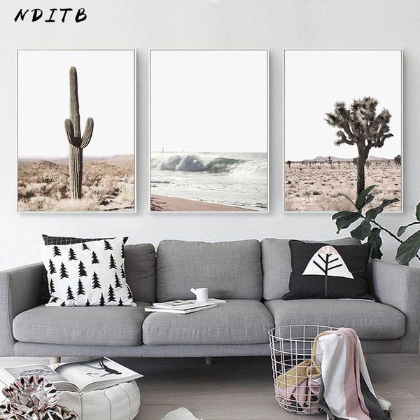 

desert cactus canvas poster nordic landscape print modern wall art painting nature decorative picture scandinavian home decor