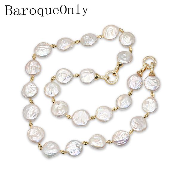 

baroqueonly special shape natural pearl baroque style coin white pearl necklace sweater chian/bracelet/choker lighting buckle, Silver