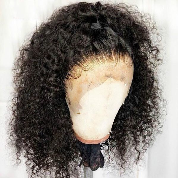 

curly wig 360 lace frontal wigs pre plucked fake scalp 13x6 brazilian lace front human hair wigs for women, Black