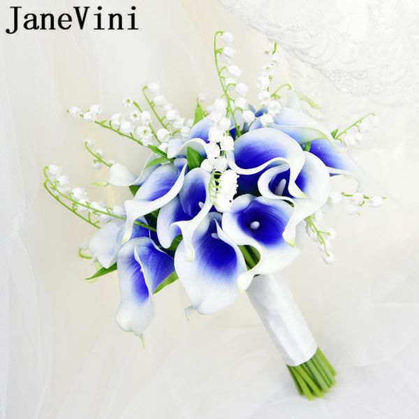 Acheter Janevini Artificielle Fleur Bleue Bouquets De Mariage Calla Lys Blanc Broche De Mariée Bouquets De Mariée Soutien Bouquet Fleur Mariage 2019