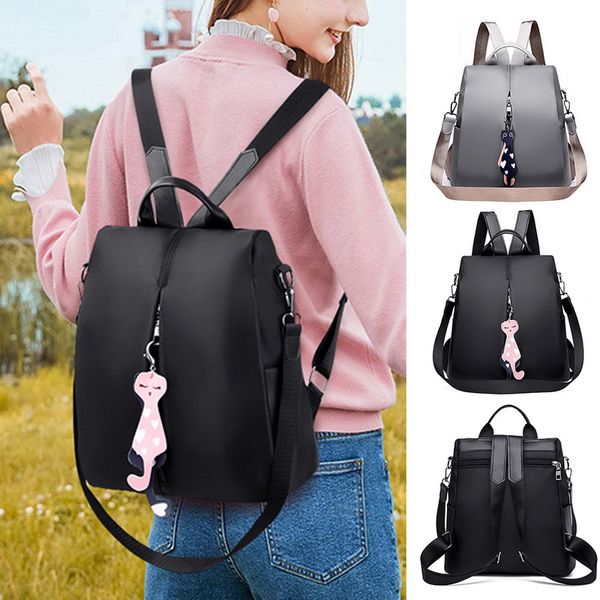 

monerffi 2020 women's anti-theft backpack fashion simple solid color school bag travel backpack school bag solid shoulder