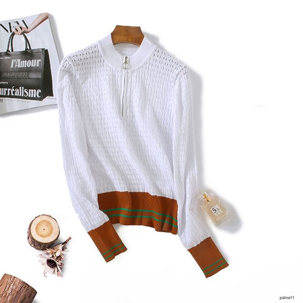 

womens designer curved bead autumn temperament elegant contrast rib crochet hollow sweater womenh, Black;brown