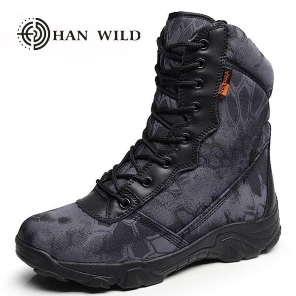 

зима мужчины army boots vintage lace up front leather mens high top безопасности труда обувь combat ботильоны, Black