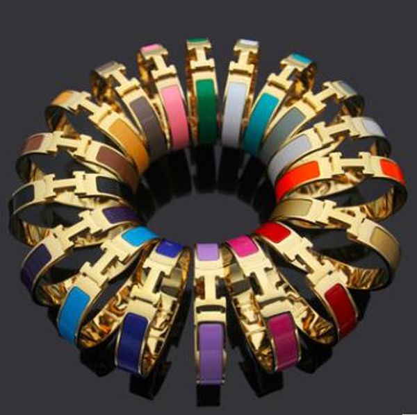 

12MM Wide H титана стали 18K позолоченный браслет H Письмо мужчин и женщин пара рук Multicolor падения нефти браслет оптовой цены