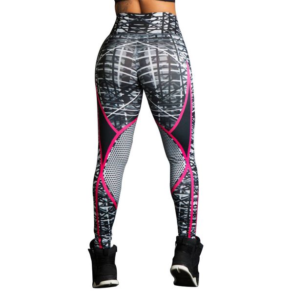 

svokor polyester print fitness women's leggings push up elasticity streetwear mesh stitching trousers workout leggings, Black