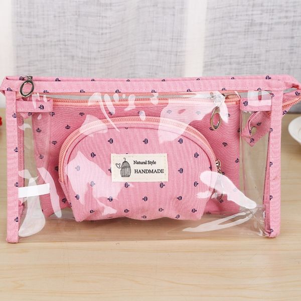 

3pcs/set fashion cosmetic bag portable storage pouch waterproof makeup case women transparent pvc travel toiletry bag neceser