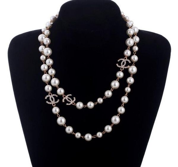 

New long weater chain collar maxi necklace imulated pearl flower necklace women fa hion jewelry bijoux femme chri tma gift