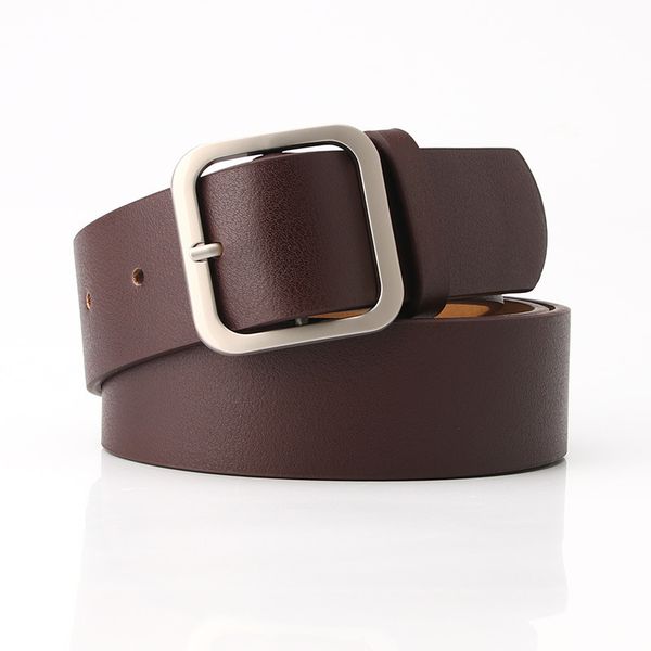

new wide leather waist strap belt women square pin metal buckle belts woman belts for jeans, Black;brown