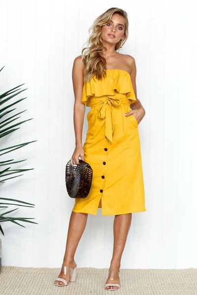 

женщины лето рукавов вскользь платья без бретелек кнопки формальной партии вечера богемного пляж платье 2018 летнего стиль, Black;gray