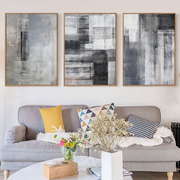 

gray white abstract modern minimalist decoration canvas painting art print poster picture wall painting home decor